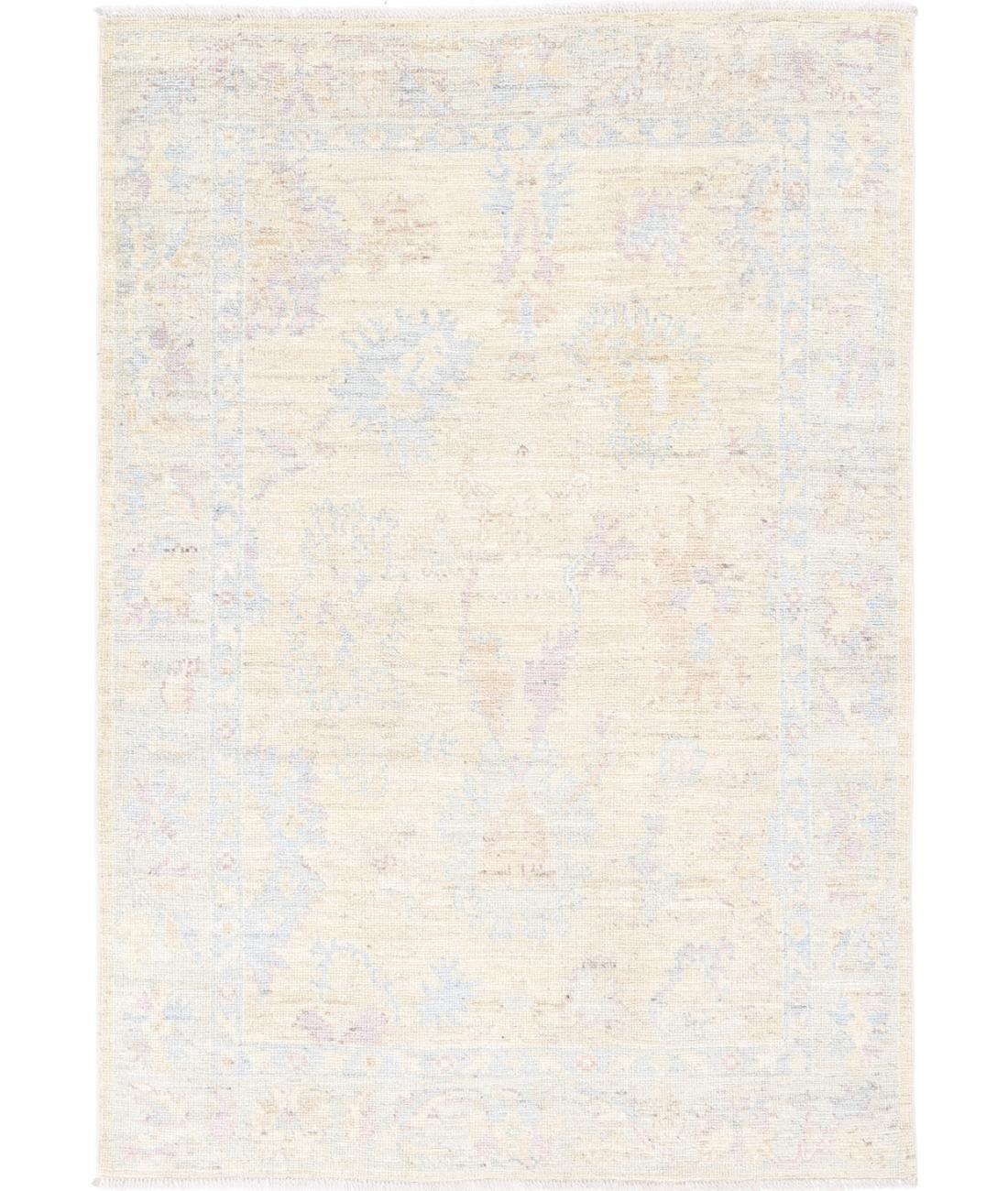 Oushak 4' 0" X 5' 11" Hand-Knotted Wool Rug 4' 0" X 5' 11" (122 X 180) / Beige / Silver