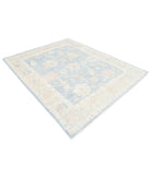 Oushak 6' 7" X 8' 1" Hand-Knotted Wool Rug 6' 7" X 8' 1" (201 X 246) / Blue / Taupe