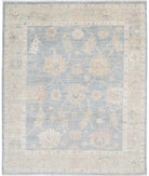 Oushak 6' 7" X 8' 1" Hand-Knotted Wool Rug 6' 7" X 8' 1" (201 X 246) / Blue / Taupe