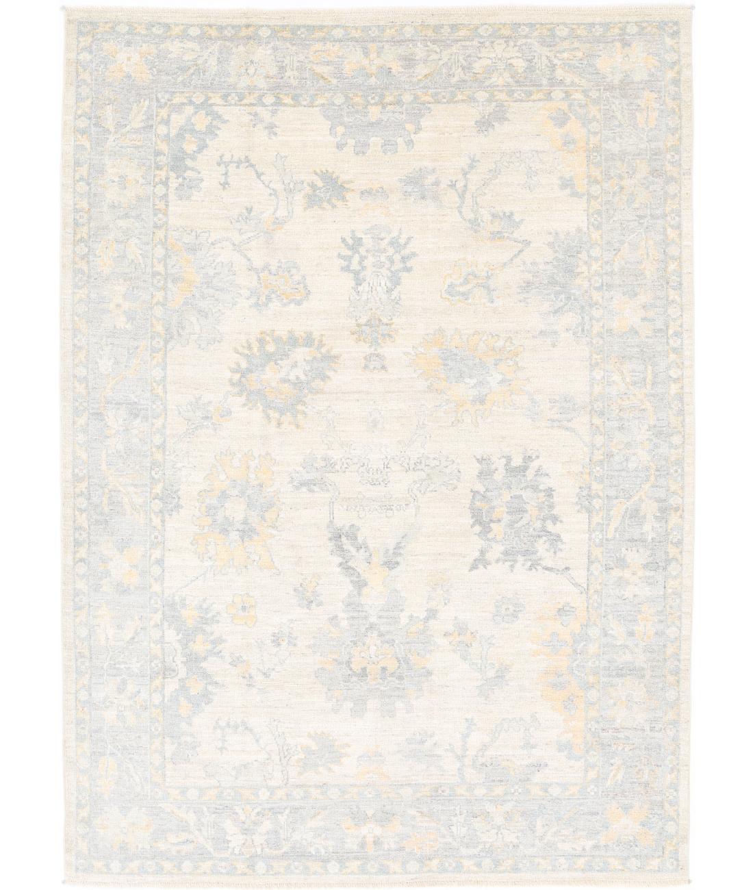 Oushak 6' 2" X 8' 9" Hand-Knotted Wool Rug 6' 2" X 8' 9" (188 X 267) / Ivory / Grey