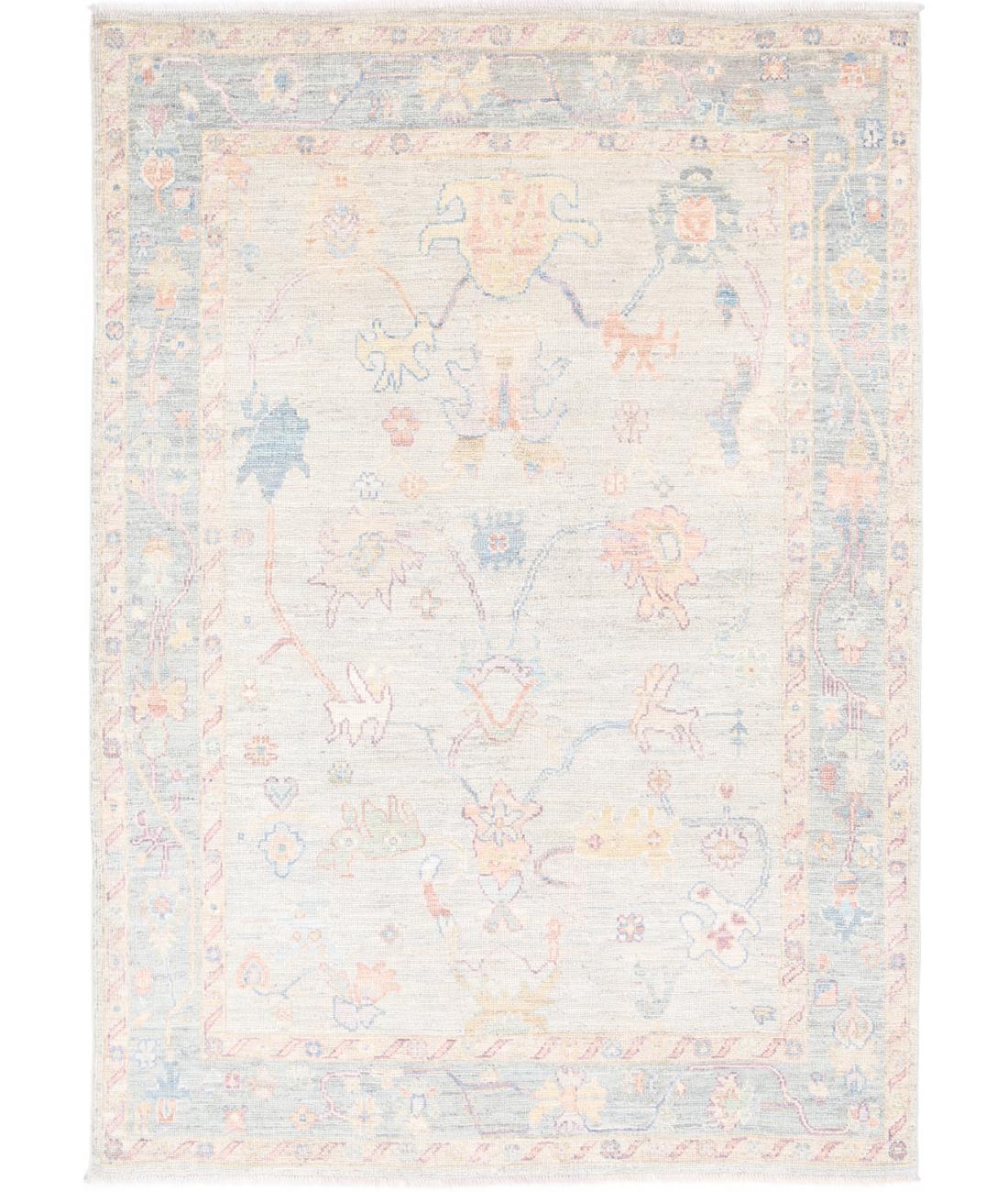 Oushak 4' 11" X 7' 3" Hand-Knotted Wool Rug 4' 11" X 7' 3" (150 X 221) / Silver / Green