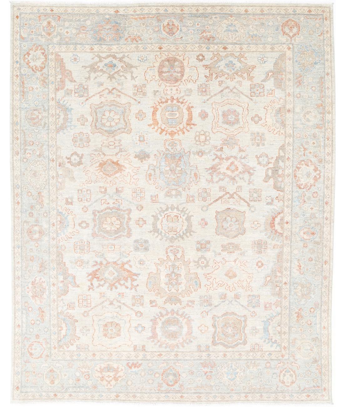 Oushak 7' 9" X 9' 9" Hand-Knotted Wool Rug 7' 9" X 9' 9" (236 X 297) / Blue / Grey