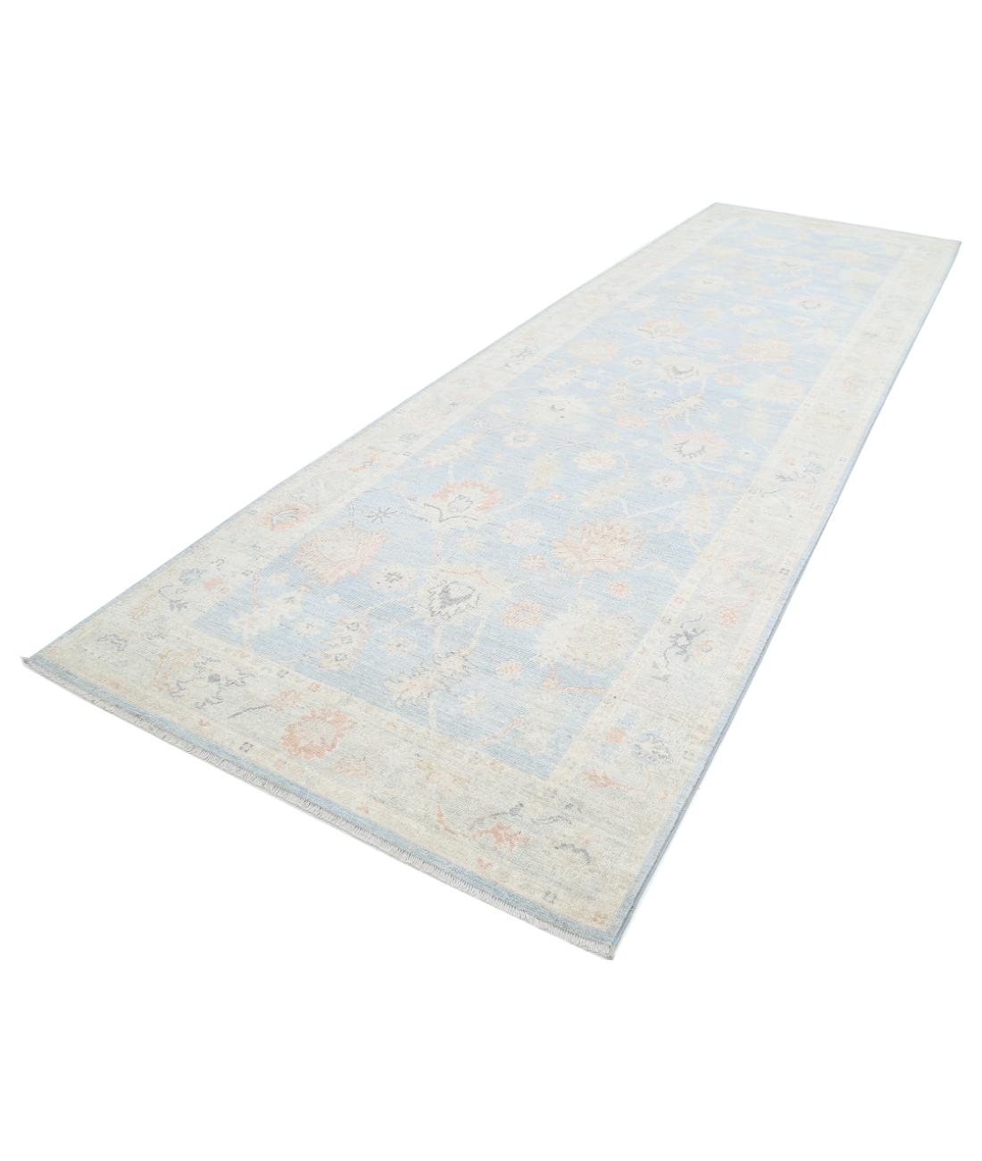 Oushak 5' 2" X 15' 11" Hand-Knotted Wool Rug 5' 2" X 15' 11" (157 X 485) / Blue / Silver