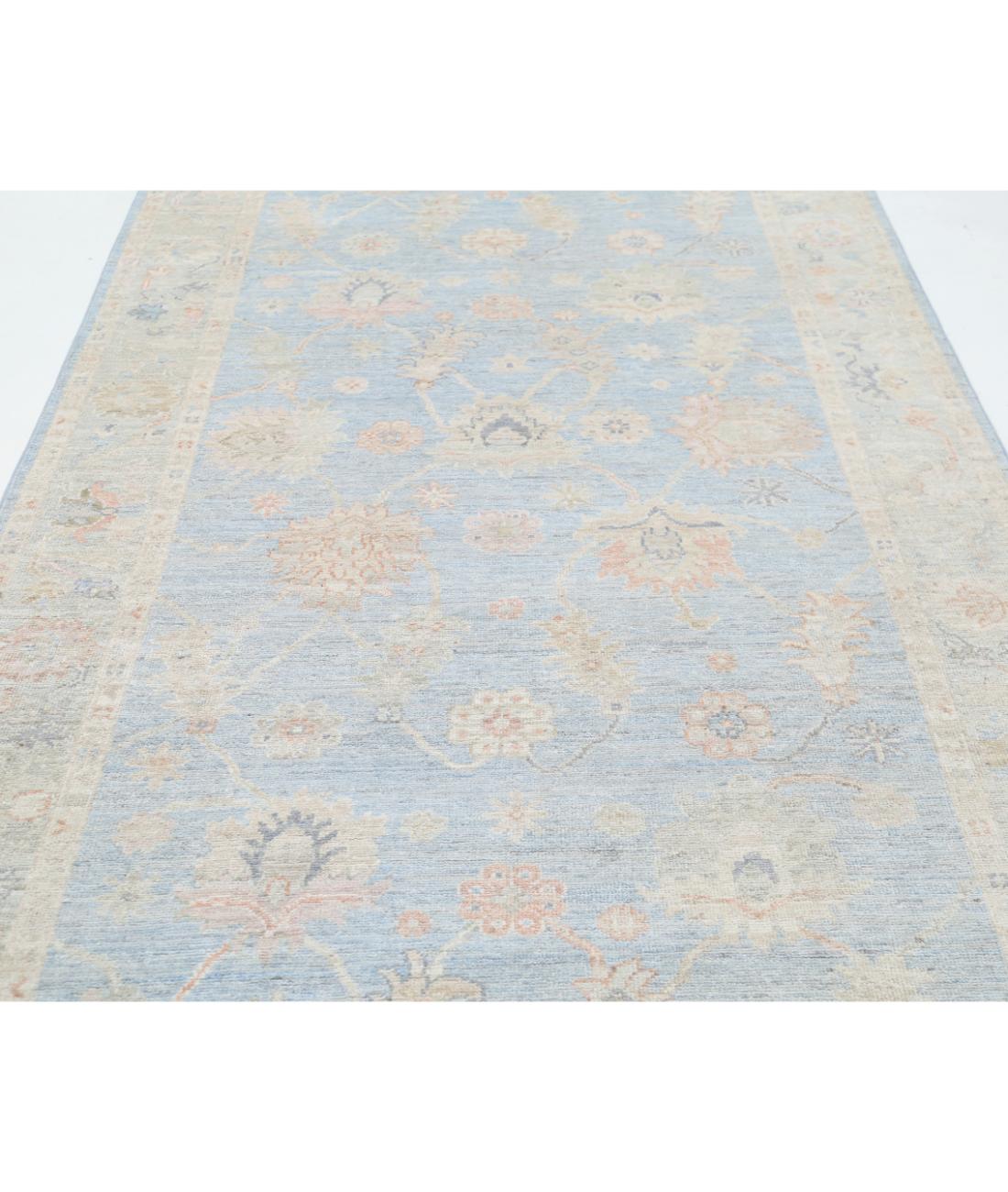 Oushak 5' 2" X 15' 11" Hand-Knotted Wool Rug 5' 2" X 15' 11" (157 X 485) / Blue / Silver