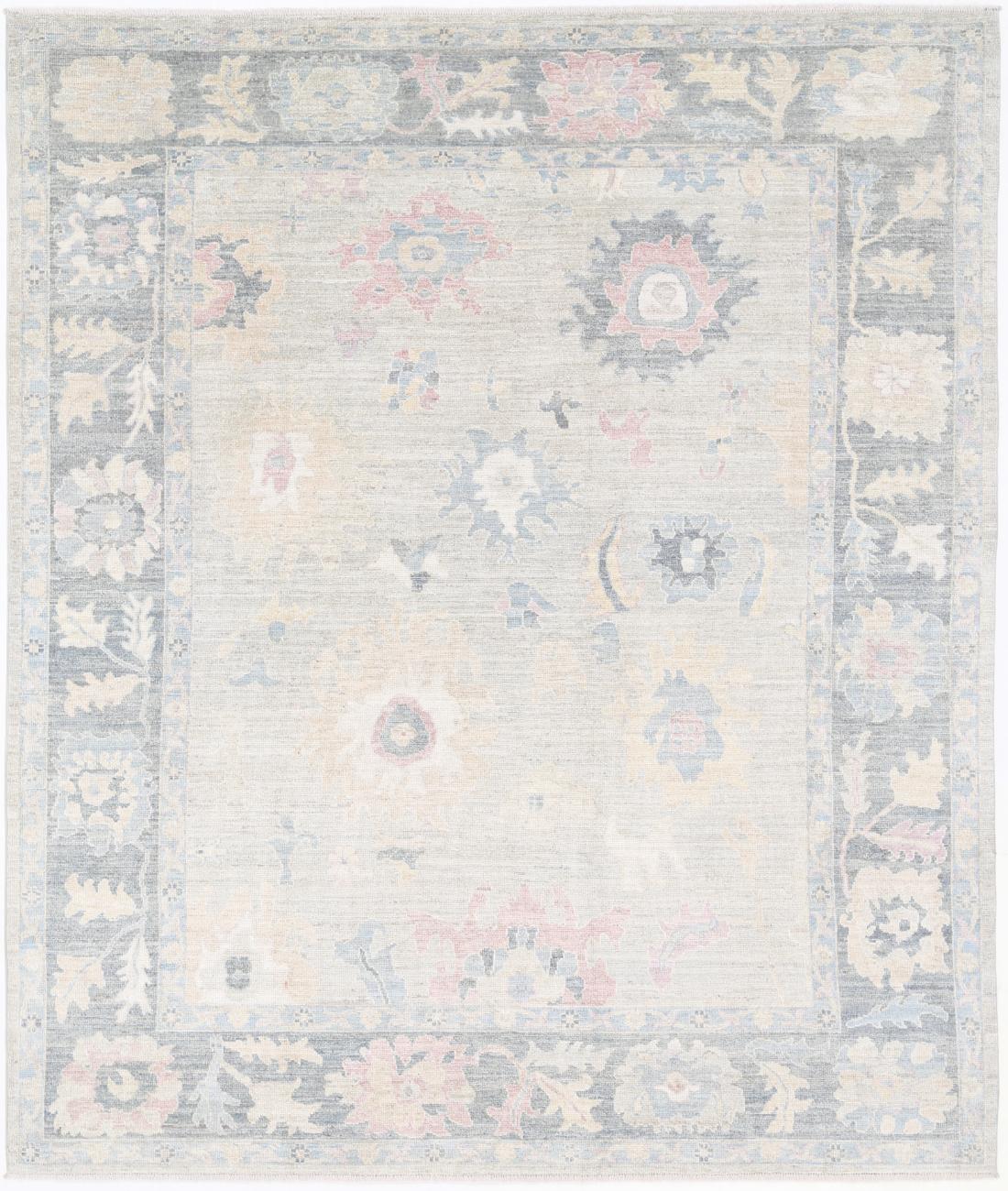 Oushak 8' 5" X 9' 11" Hand-Knotted Wool Rug 8' 5" X 9' 11" (257 X 302) / Silver / Grey