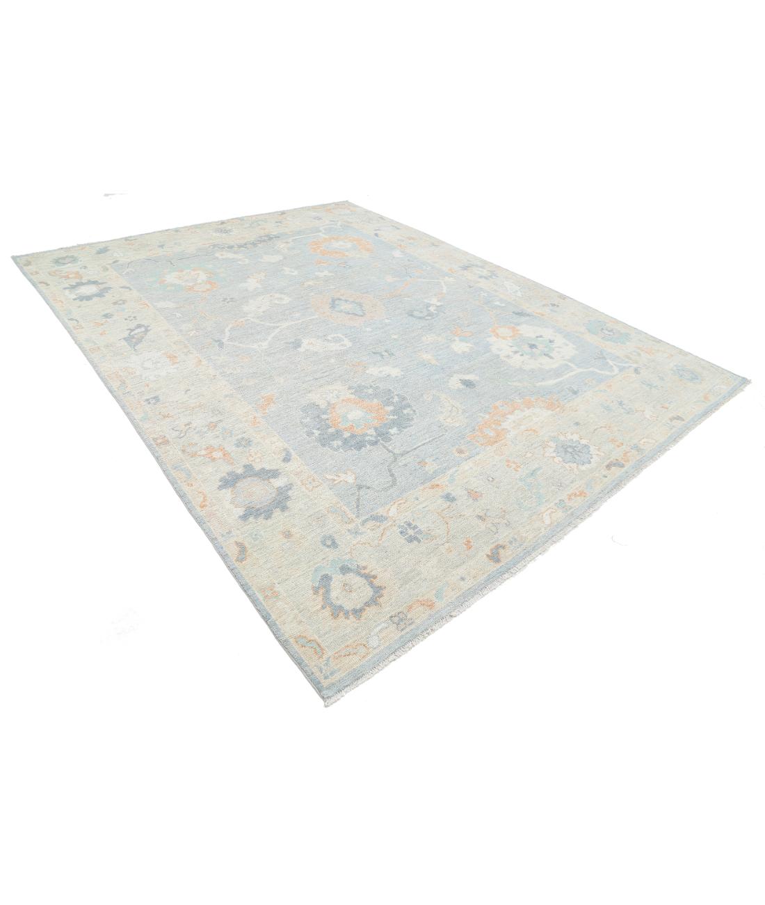 Oushak 9' 1" X 11' 8" Hand-Knotted Wool Rug 9' 1" X 11' 8" (277 X 356) / Blue / Silver