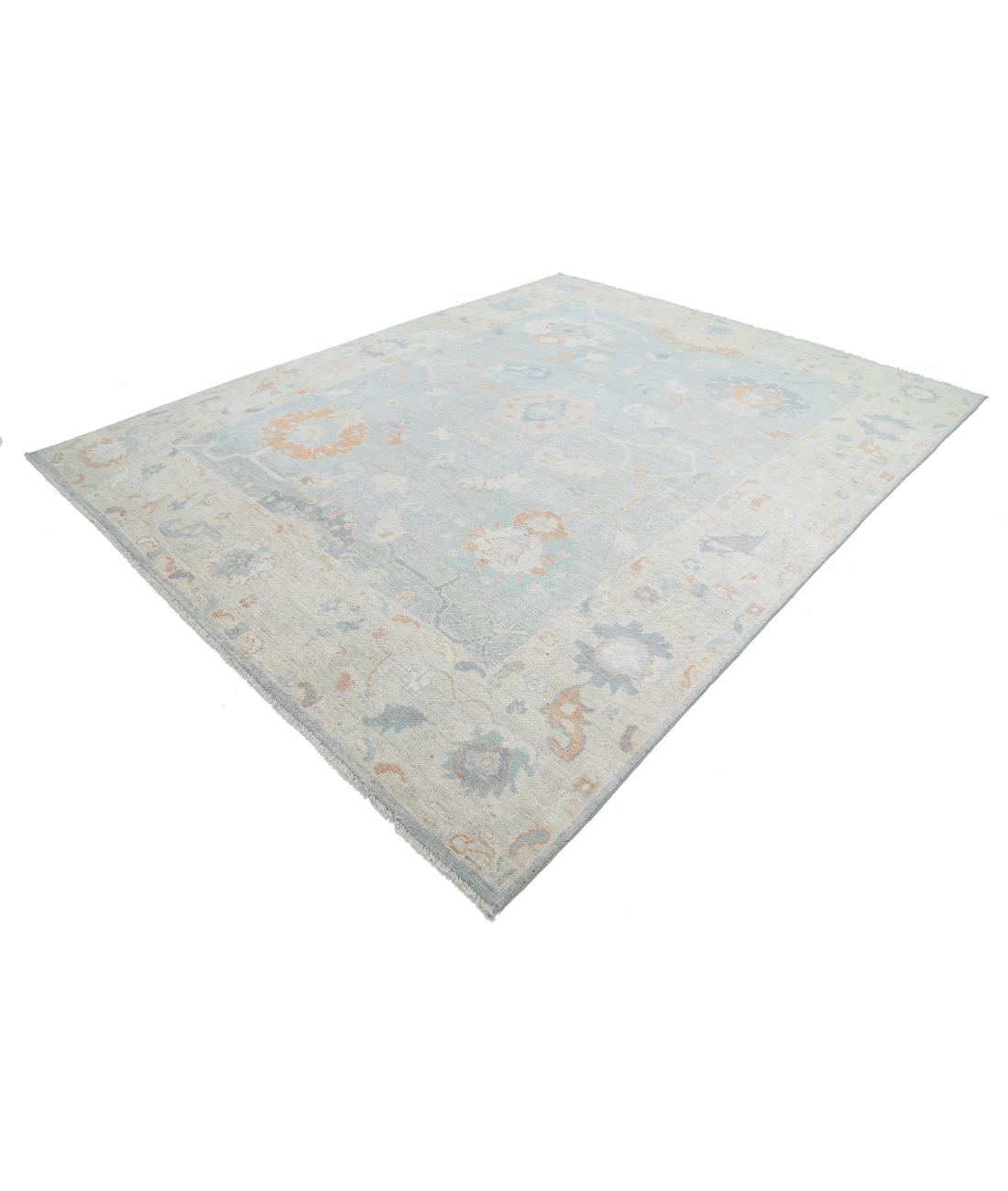 Oushak 9' 1" X 11' 8" Hand-Knotted Wool Rug 9' 1" X 11' 8" (277 X 356) / Blue / Silver