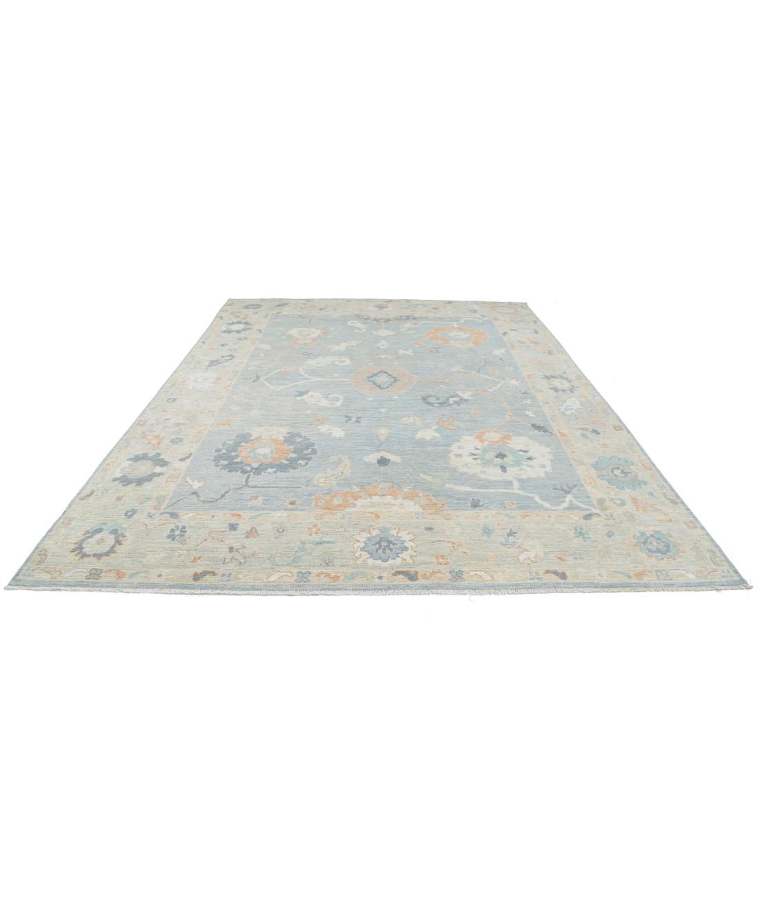 Oushak 9' 1" X 11' 8" Hand-Knotted Wool Rug 9' 1" X 11' 8" (277 X 356) / Blue / Silver