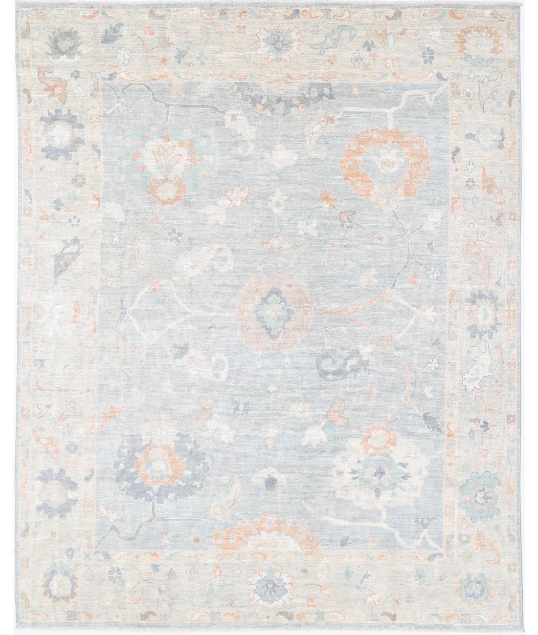 Oushak 9' 1" X 11' 8" Hand-Knotted Wool Rug 9' 1" X 11' 8" (277 X 356) / Blue / Silver