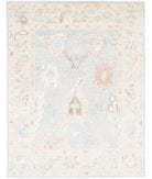 Oushak 6' 4" X 8' 2" Hand-Knotted Wool Rug 6' 4" X 8' 2" (193 X 249) / Blue / Ivory