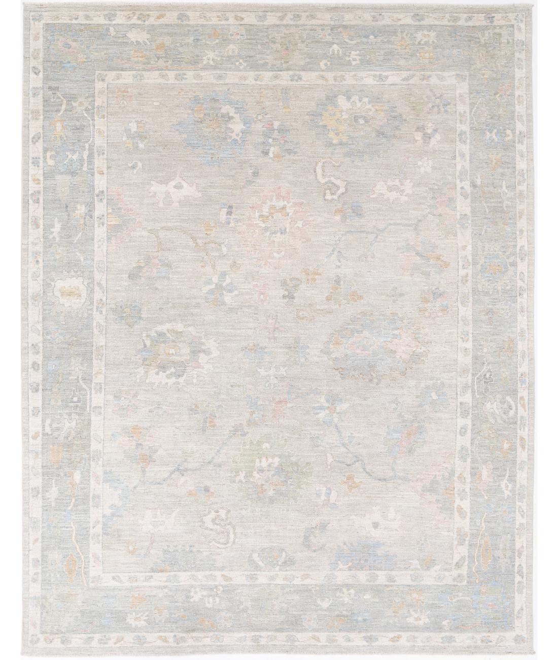 Oushak 9' 1" X 11' 9" Hand-Knotted Wool Rug 9' 1" X 11' 9" (277 X 358) / Silver / Grey