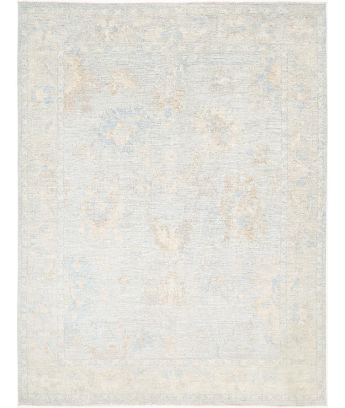 Oushak 9' 0" X 11' 9" Hand-Knotted Wool Rug 9' 0" X 11' 9" (274 X 358) / Silver / Taupe