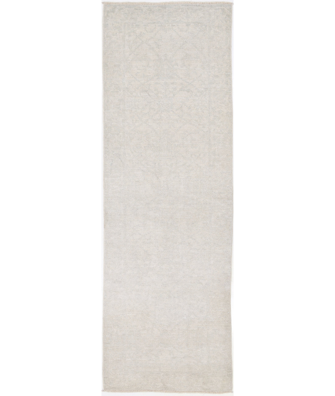 Oushak 3' 0" X 9' 8" Hand-Knotted Wool Rug 3' 0" X 9' 8" (91 X 295) / Ivory / Grey