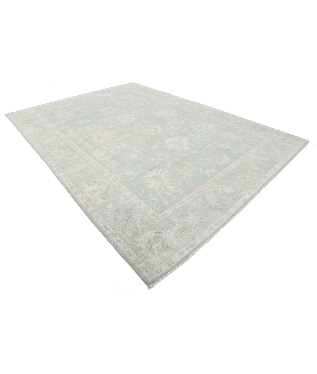 Oushak 9' 5" X 13' 2" Hand-Knotted Wool Rug 9' 5" X 13' 2" (287 X 401) / Green / Green