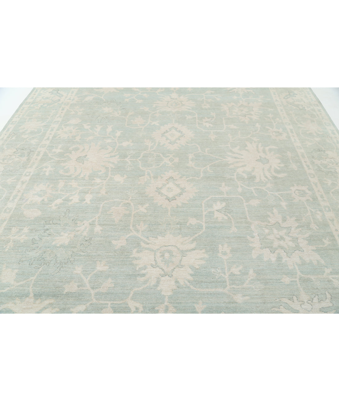 Oushak 9' 5" X 13' 2" Hand-Knotted Wool Rug 9' 5" X 13' 2" (287 X 401) / Green / Green