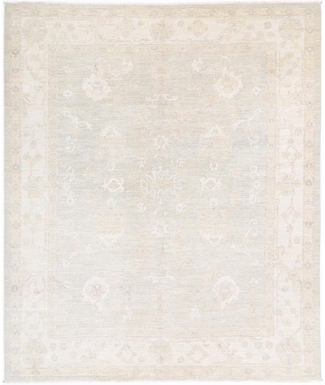 Oushak 8' 5" X 10' 3" Hand-Knotted Wool Rug 8' 5" X 10' 3" (257 X 312) / Silver / Ivory