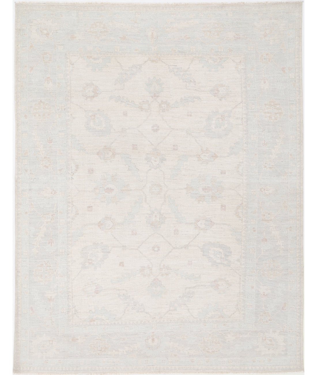 Oushak 9' 1" X 11' 11" Hand-Knotted Wool Rug 9' 1" X 11' 11" (277 X 363) / Ivory / Grey