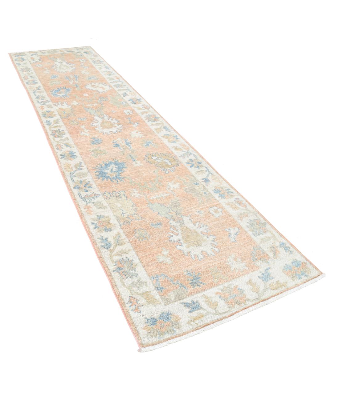 Oushak 3' 2" X 11' 10" Hand-Knotted Wool Rug 3' 2" X 11' 10" (97 X 361) / Peach / Ivory