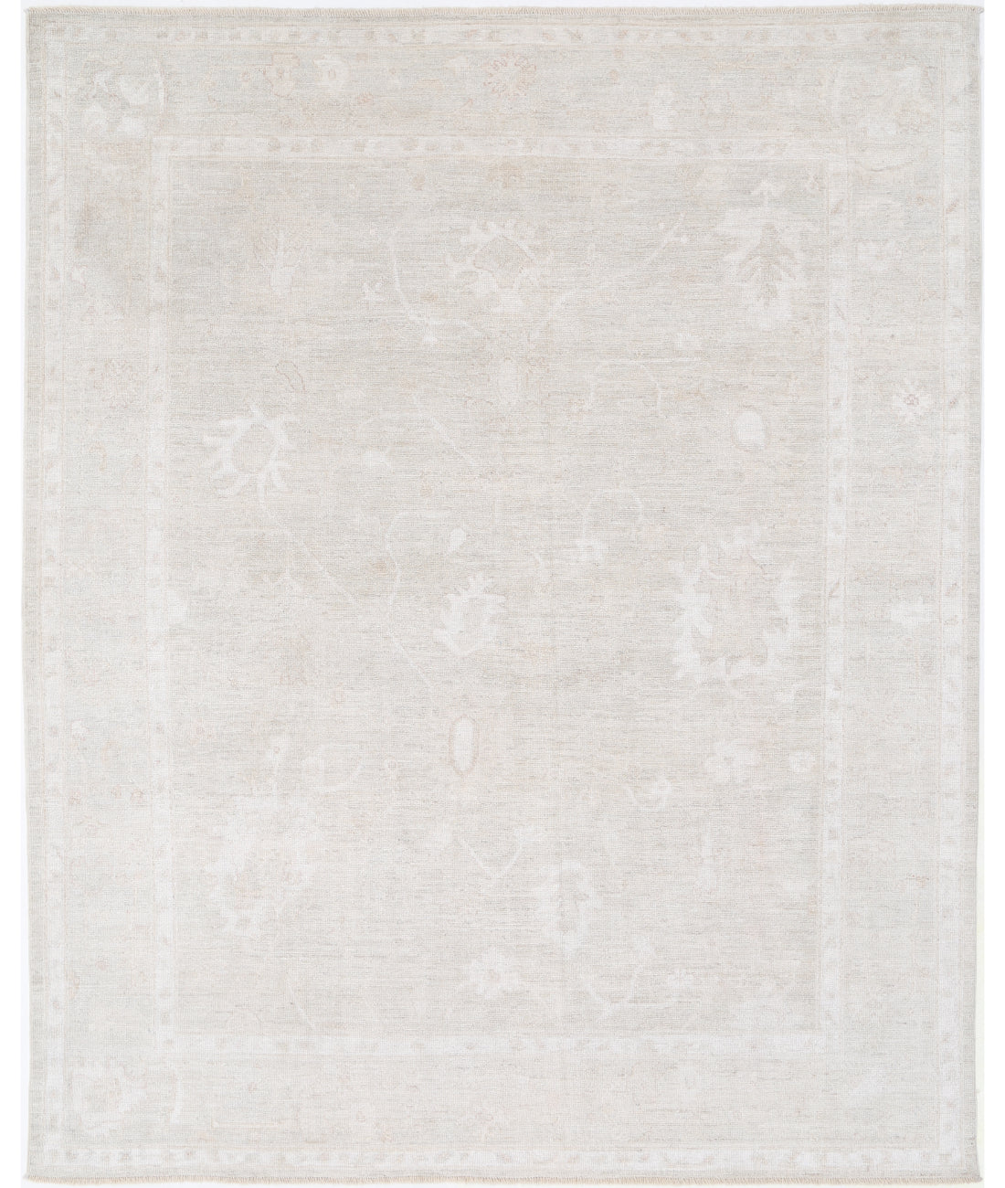 Oushak 8' 0" X 10' 1" Hand-Knotted Wool Rug 8' 0" X 10' 1" (244 X 307) / Taupe / Ivory