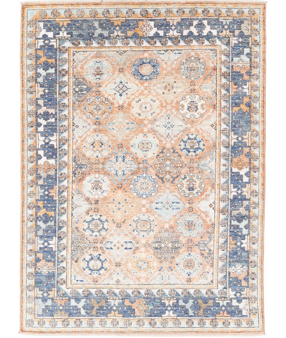 Oushak 5' 7" X 8' 0" Hand-Knotted Wool Rug 5' 7" X 8' 0" (170 X 244) / Rust / Blue