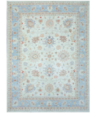 Hand Knotted Oushak Wool Rug 9' 9" X 13' 3" 9' 9" X 13' 3" (297 X 404) / Ivory / Blue