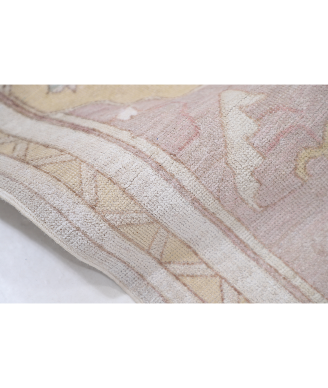 Hand Knotted Oushak Wool Rug 8' 10" X 11' 0" 8' 10" X 11' 0" (269 X 335) / Ivory / Peach