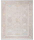 Hand Knotted Oushak Wool Rug 8' 10" X 11' 0" 8' 10" X 11' 0" (269 X 335) / Ivory / Peach