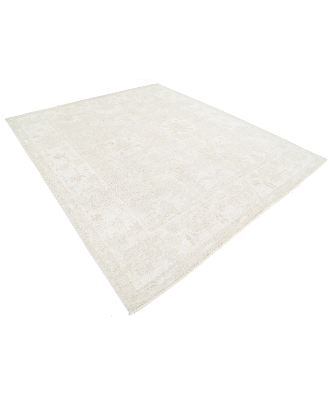 Hand Knotted Oushak Wool Rug 8' 5" X 9' 11" 8' 5" X 9' 11" (257 X 302) / Taupe / Ivory
