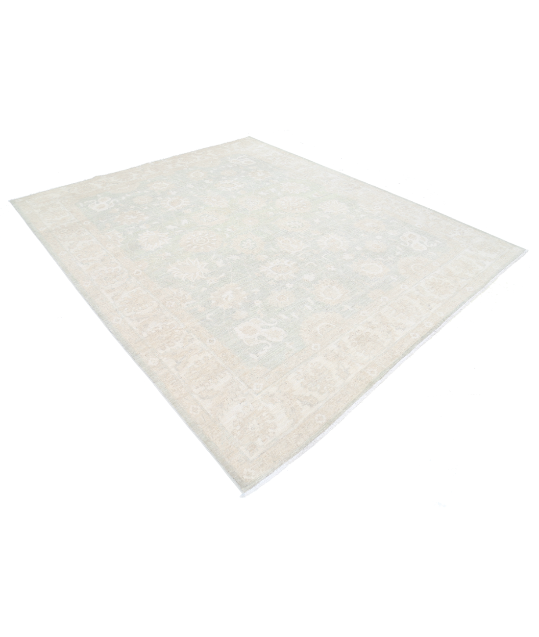 Hand Knotted Oushak Wool Rug 8' 1" X 9' 8" 8' 1" X 9' 8" (246 X 295) / Taupe / Ivory