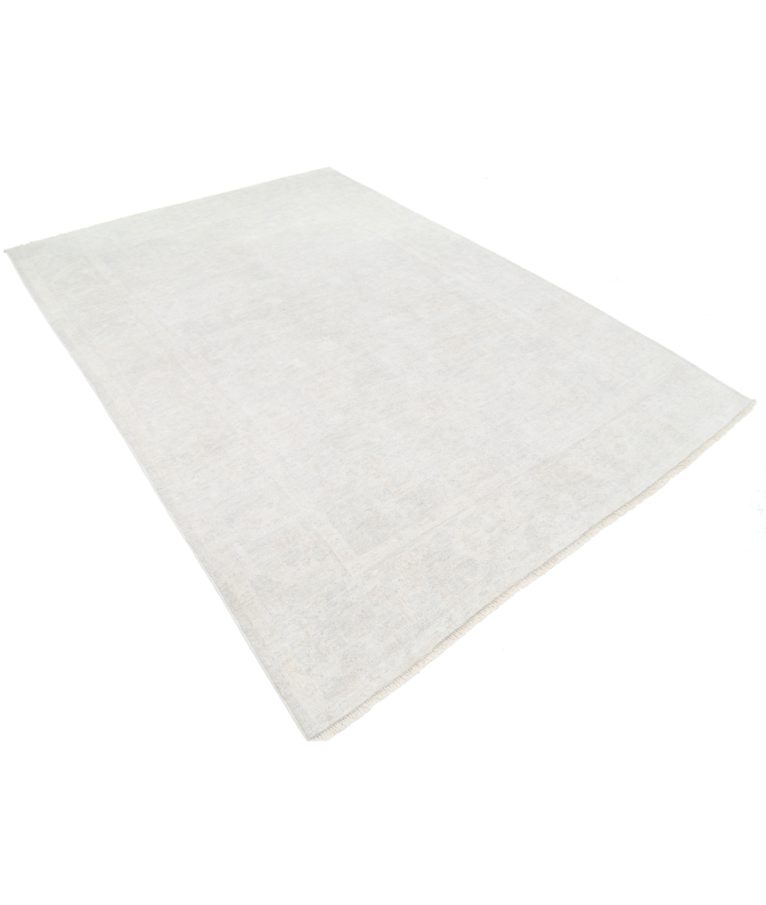 Hand Knotted Oushak Wool Rug 6' 5" X 9' 0" 6' 5" X 9' 0" (196 X 274) / Ivory / Brown