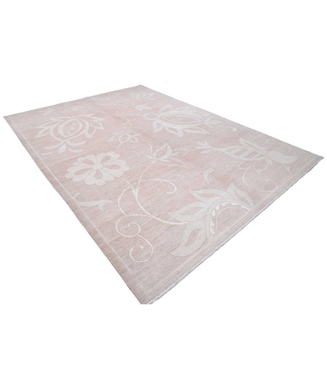 Hand Knotted Oushak Wool Rug 8' 8" X 11' 9" 8' 8" X 11' 9" (264 X 358) / Brown / Ivory