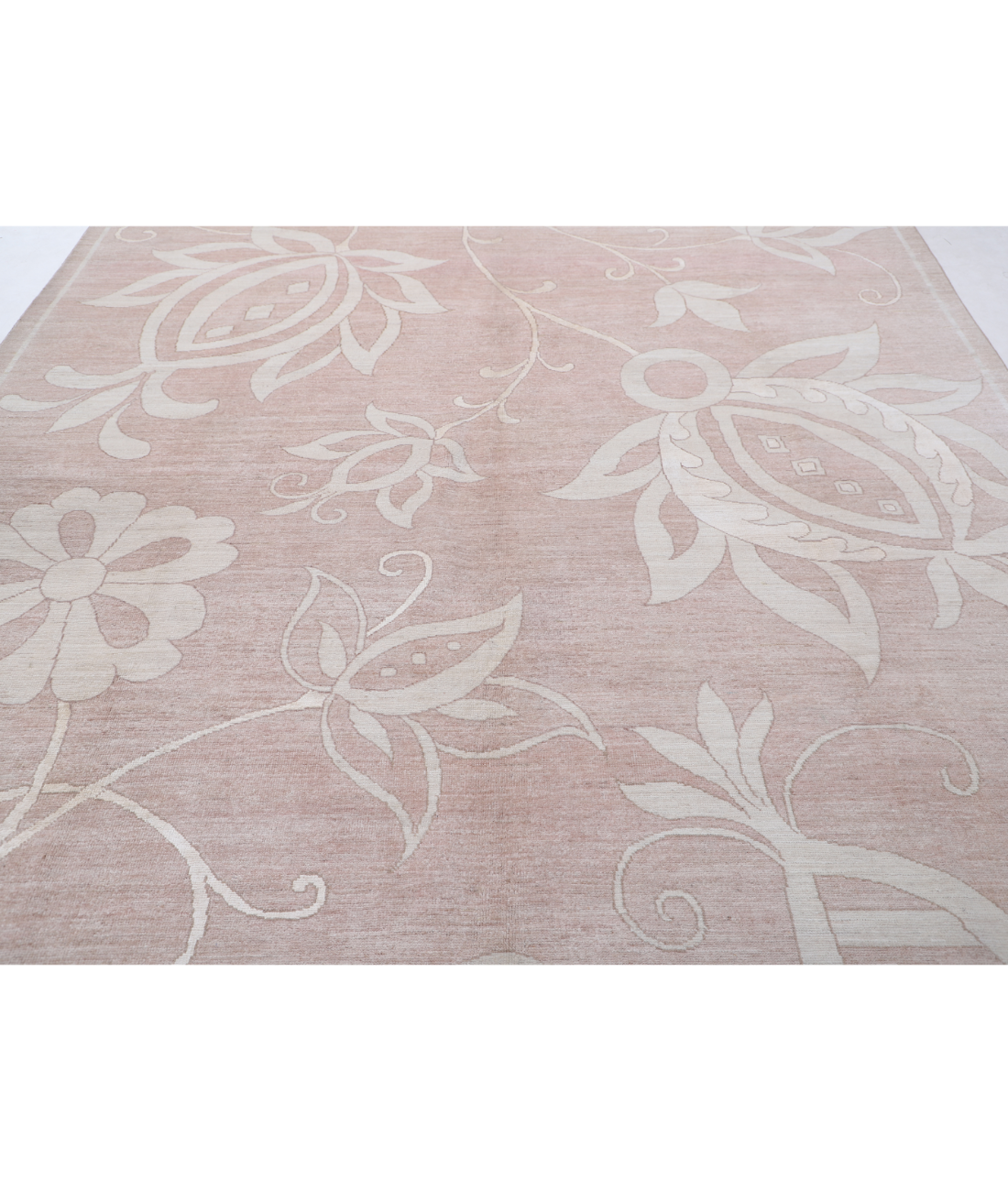 Hand Knotted Oushak Wool Rug 8' 8" X 11' 9" 8' 8" X 11' 9" (264 X 358) / Brown / Ivory
