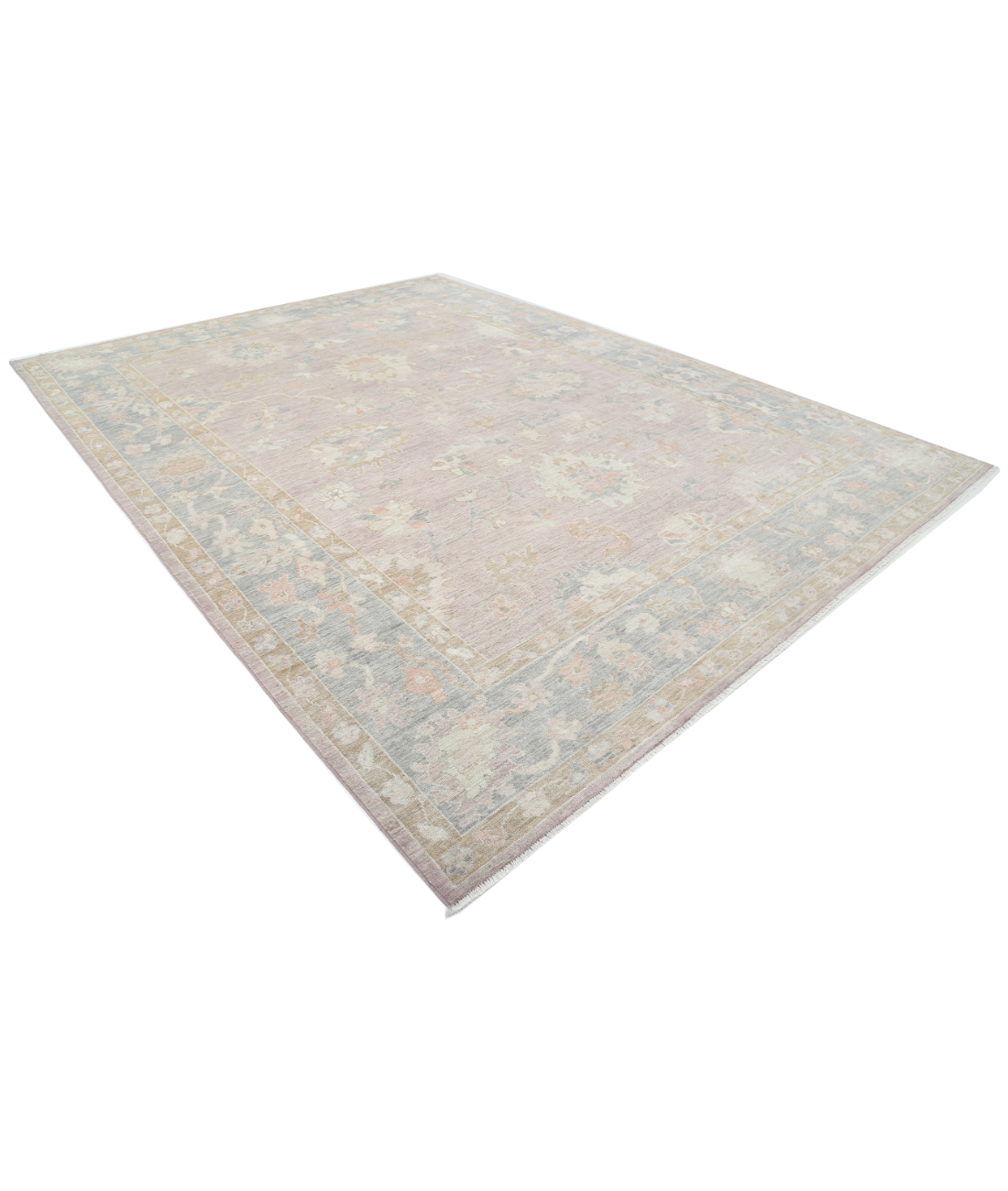 Hand Knotted Oushak Wool Rug 10' 3" X 13' 9" 10' 3" X 13' 9" (312 X 419) / Purple / Blue