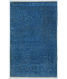 Hand Knotted Overdye Wool Rug 1' 11" X 3' 2" 1' 11" X 3' 2" (59 X 97) / Blue / Blue