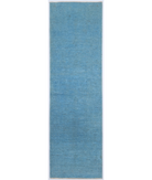 Hand Knotted Overdye Wool Rug 2' 6" X 8' 3" 2' 6" X 8' 3" (76 X 251) / Blue / Blue