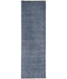 Hand Knotted Overdye Wool Rug 2' 6" X 7' 8" 2' 6" X 7' 8" (76 X 234) / Blue / Blue