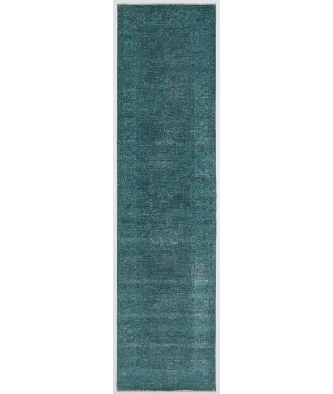 Hand Knotted Overdye Wool Rug 2' 6" X 10' 0" 2' 6" X 10' 0" (76 X 305) / Blue / Blue