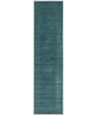 Hand Knotted Overdye Wool Rug 2' 6" X 10' 0" 2' 6" X 10' 0" (76 X 305) / Blue / Blue