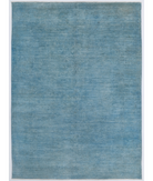 Hand Knotted Overdye Wool Rug 4' 11" X 6' 7" 4' 11" X 6' 7" (150 X 201) / Blue / Blue