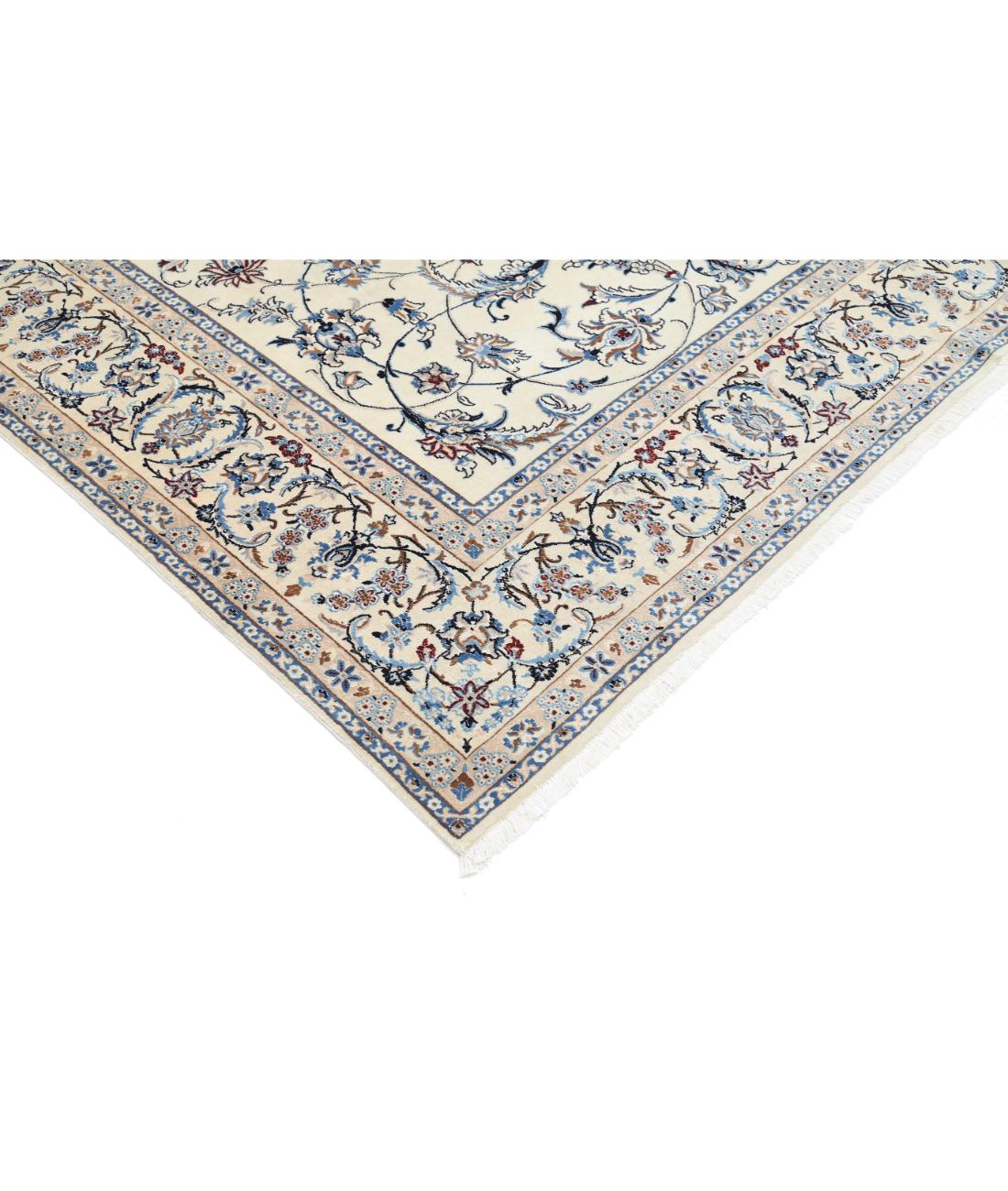 Nain 8' 0" X 9' 5" Hand-Knotted Wool-Silk Rug 8' 0" X 9' 5" (244 X 287) / Ivory / Blue