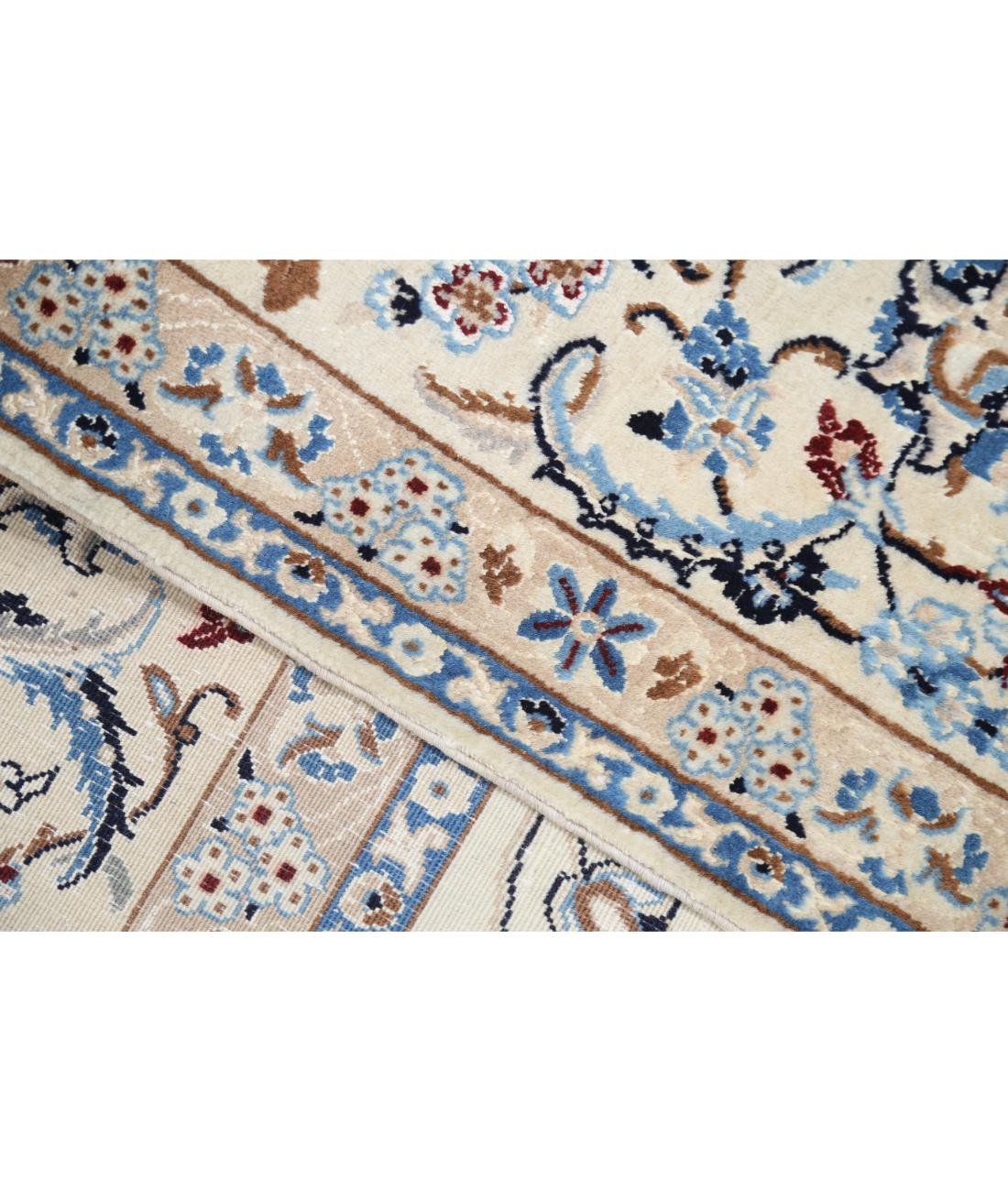 Nain 8' 0" X 9' 5" Hand-Knotted Wool-Silk Rug 8' 0" X 9' 5" (244 X 287) / Ivory / Blue