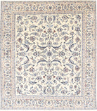 Nain 8' 0" X 9' 5" Hand-Knotted Wool-Silk Rug 8' 0" X 9' 5" (244 X 287) / Ivory / Blue