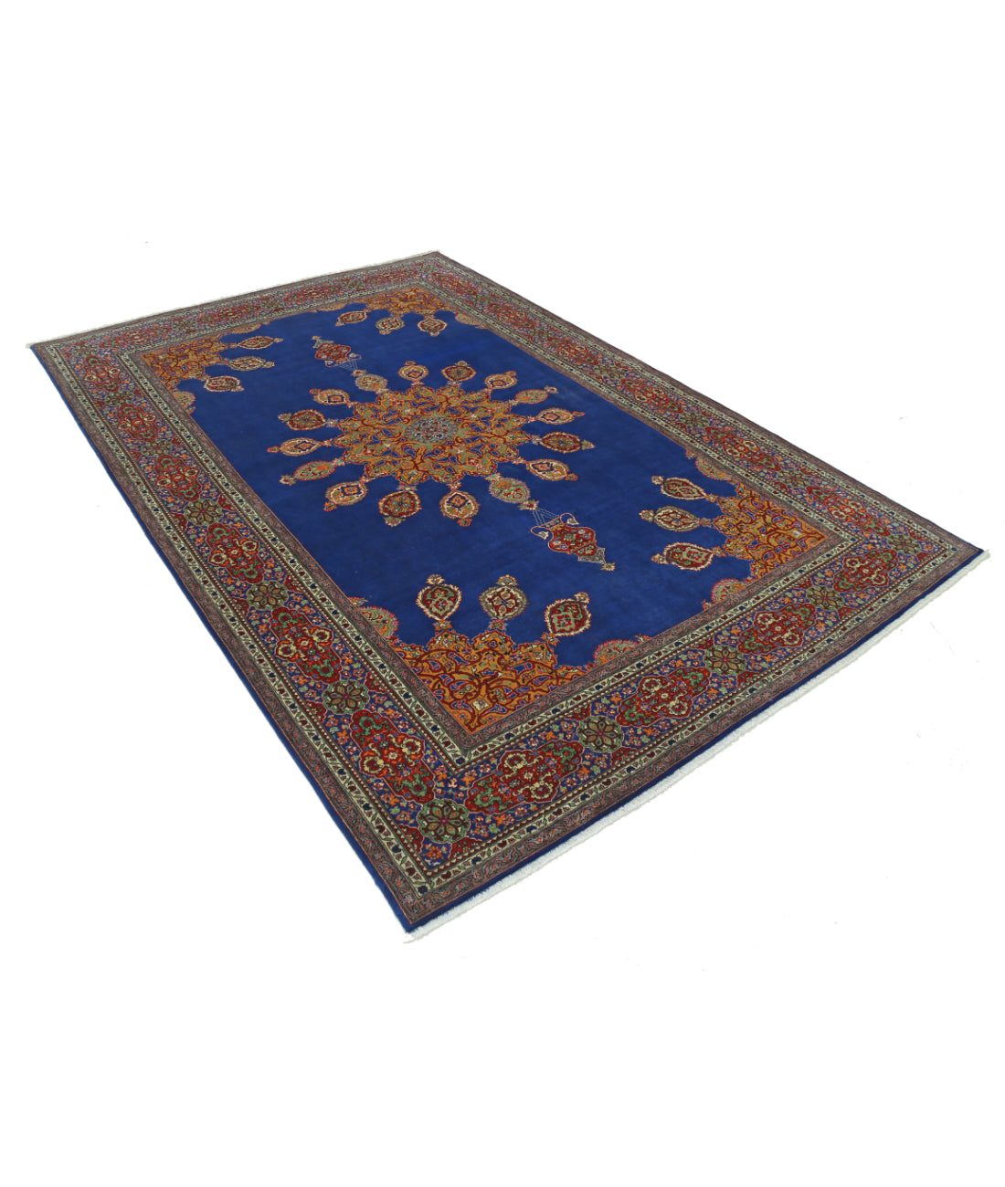 Tabriz 6' 1" X 9' 0" Hand-Knotted Wool Rug 6' 1" X 9' 0" (185 X 274) / Blue / Red