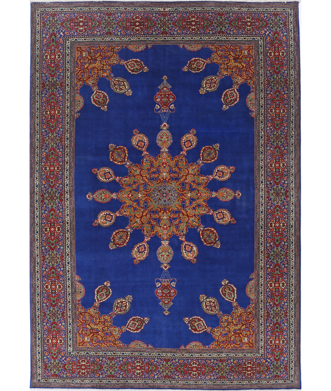 Tabriz 6' 1" X 9' 0" Hand-Knotted Wool Rug 6' 1" X 9' 0" (185 X 274) / Blue / Red