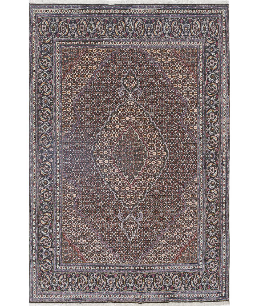 Tabriz 6' 5" X 9' 8" Hand-Knotted Wool-Silk Rug 6' 5" X 9' 8" (196 X 295) / Ivory / Black