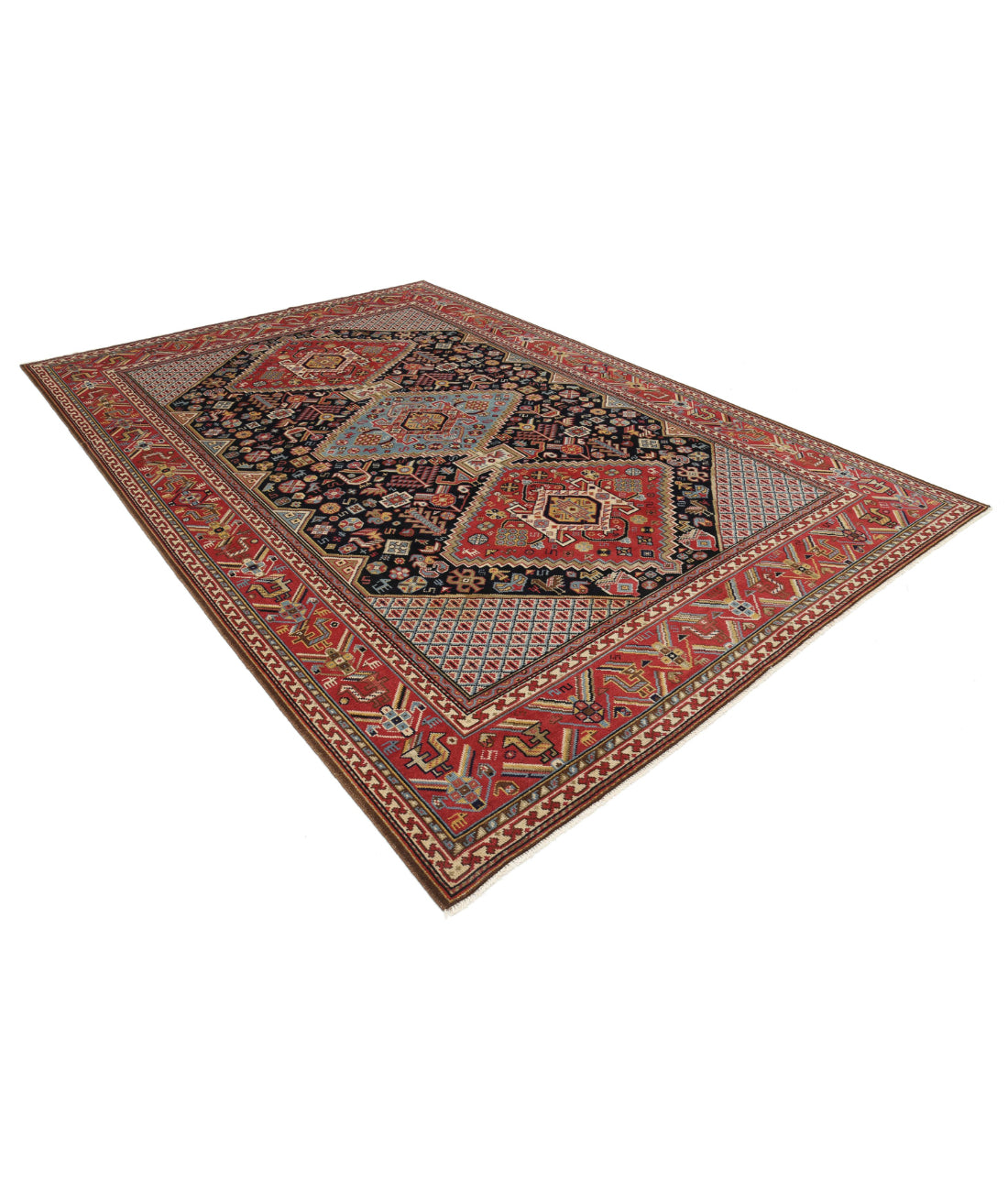 Vintage 7'11'' X 11'10'' Hand-Knotted Wool Rug 7'11'' x 11'10'' (238 X 355) / Blue / Red