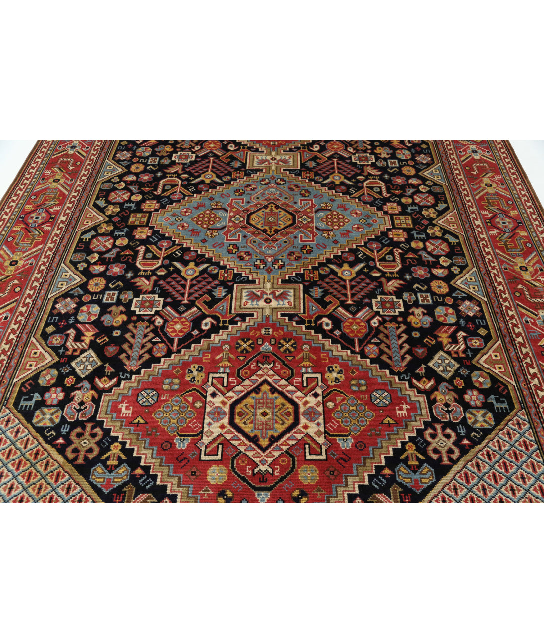 Vintage 7'11'' X 11'10'' Hand-Knotted Wool Rug 7'11'' x 11'10'' (238 X 355) / Blue / Red