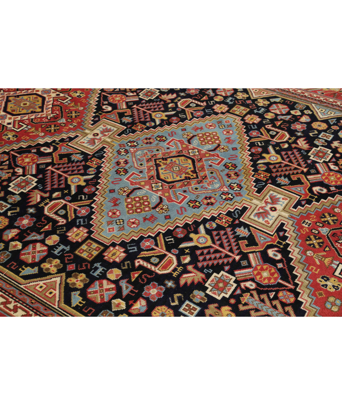 Vintage 7'11'' X 11'10'' Hand-Knotted Wool Rug 7'11'' x 11'10'' (238 X 355) / Blue / Red