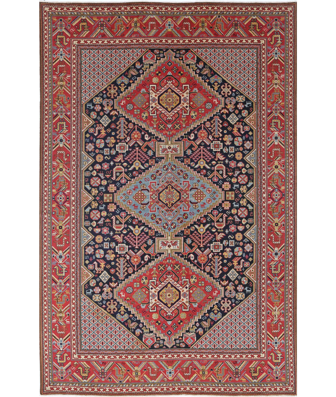 Vintage 7'11'' X 11'10'' Hand-Knotted Wool Rug 7'11'' x 11'10'' (238 X 355) / Blue / Red