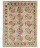 Hand Knotted Revival Wool Rug 5' 2" X 6' 10" 5' 2" X 6' 10" (158 X 208) / Grey / Red